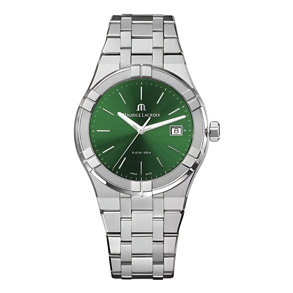 Maurice Lacroix AIKON Quartz Date 40 mm Grün Edelstahl AI1108-SS002-630-1