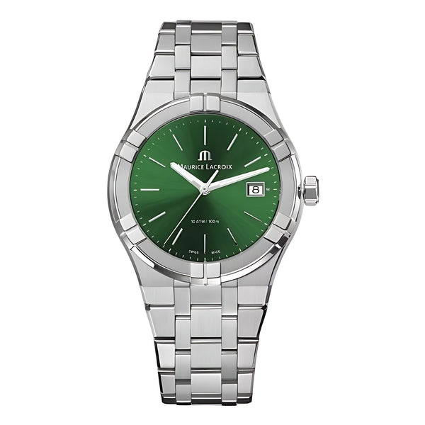 Maurice Lacroix AIKON Quartz Date 40 mm Grün Edelstahl AI1108-SS002-630-1