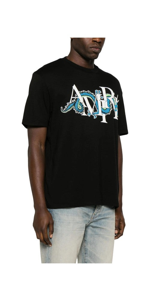 Amiri T-Shirt mit Drachen Print Schwarz Herren