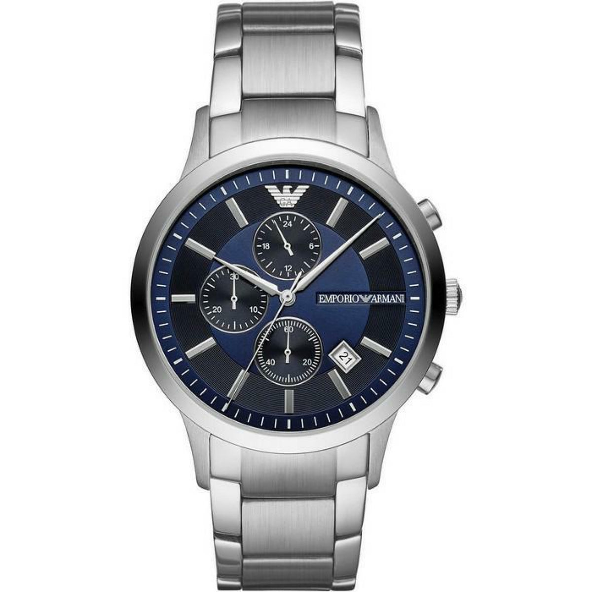 Emporio Armani Renato Chronograph Herren silber blau