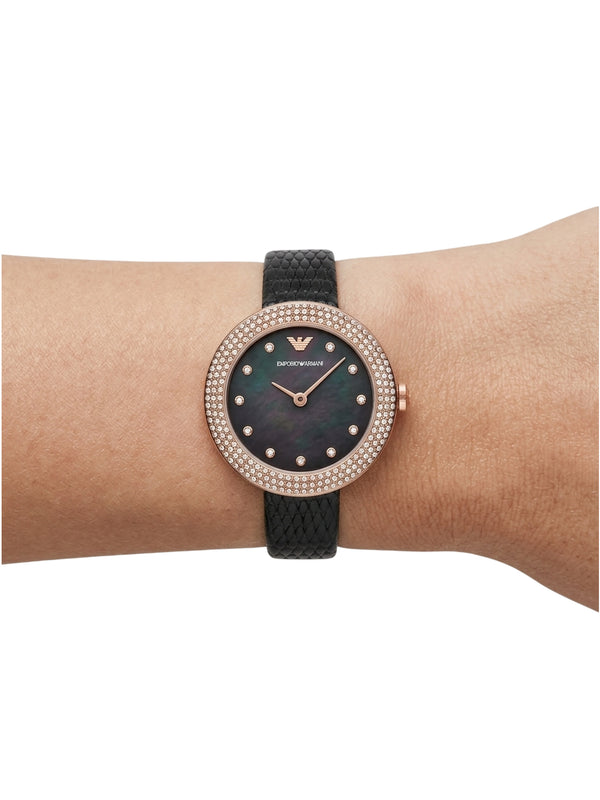 AR11373 Emporio Armani Damenuhr Quarz Perlmutt Schwarz