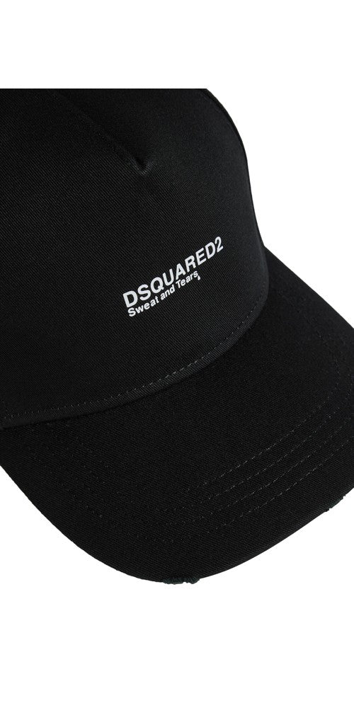 Dsquared2 Baseball Cap schwarz Weiße Sweat and Tears  Stickerei Unisex