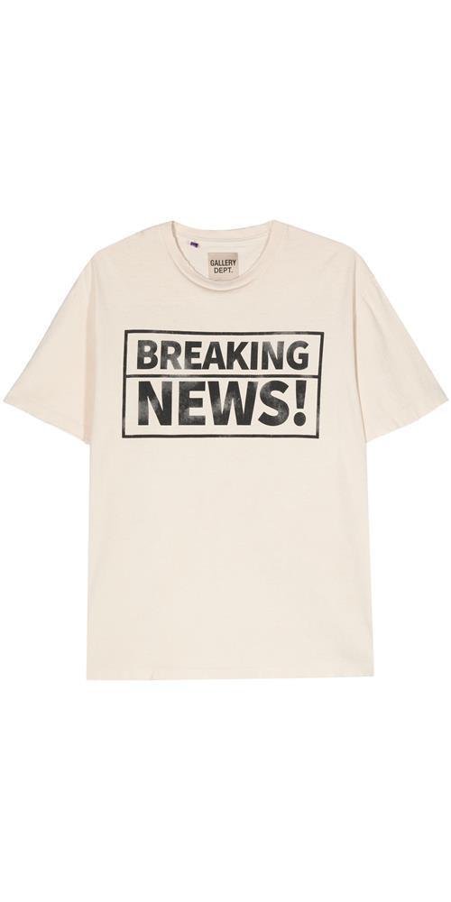Gallery Dept. Breaking News Logo T-Shirt Beige Unisex