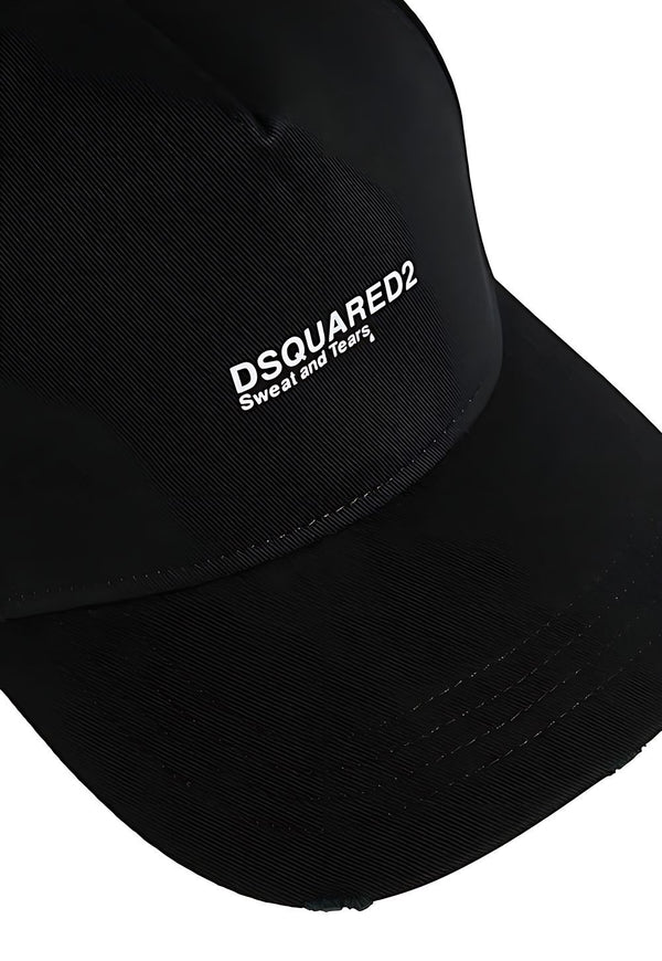 Dsquared2 Baseball Cap schwarz Weiße Sweat and Tears  Stickerei Unisex