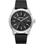 Donna Karan New York Herrenuhr silber schwarz Lederarmband