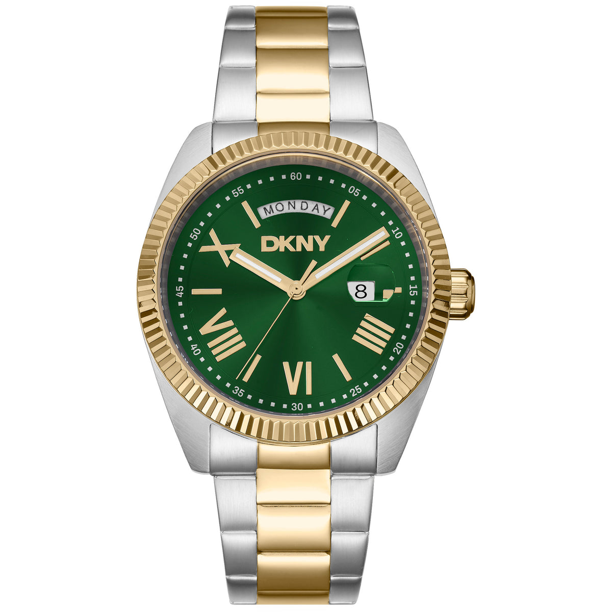 Donna Karan New York Herrenuhr silber gold gruen Hauptbild