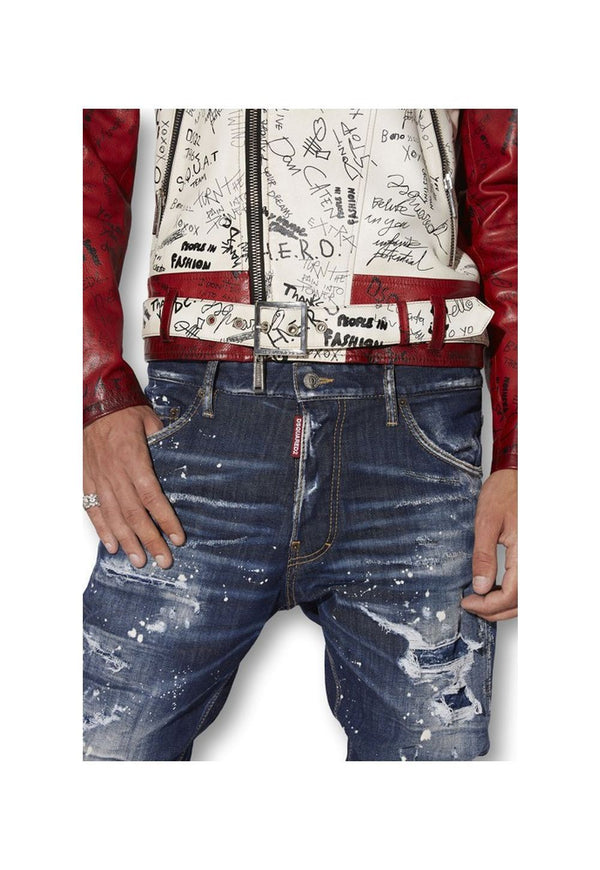 Dsquared2 Dark Ripped Bleach Jeans Herren