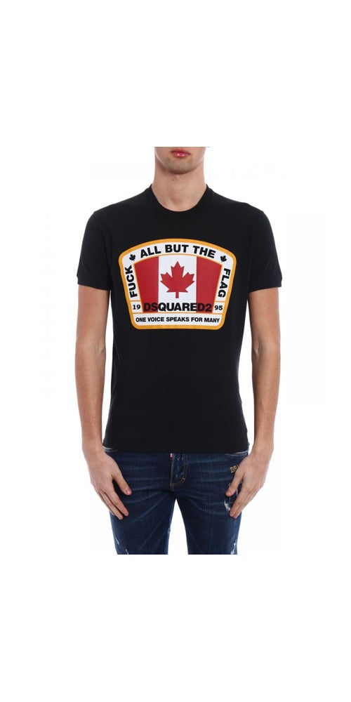 Dsquared2 Cool T-Shirt Schwarz Canada Flag Herren