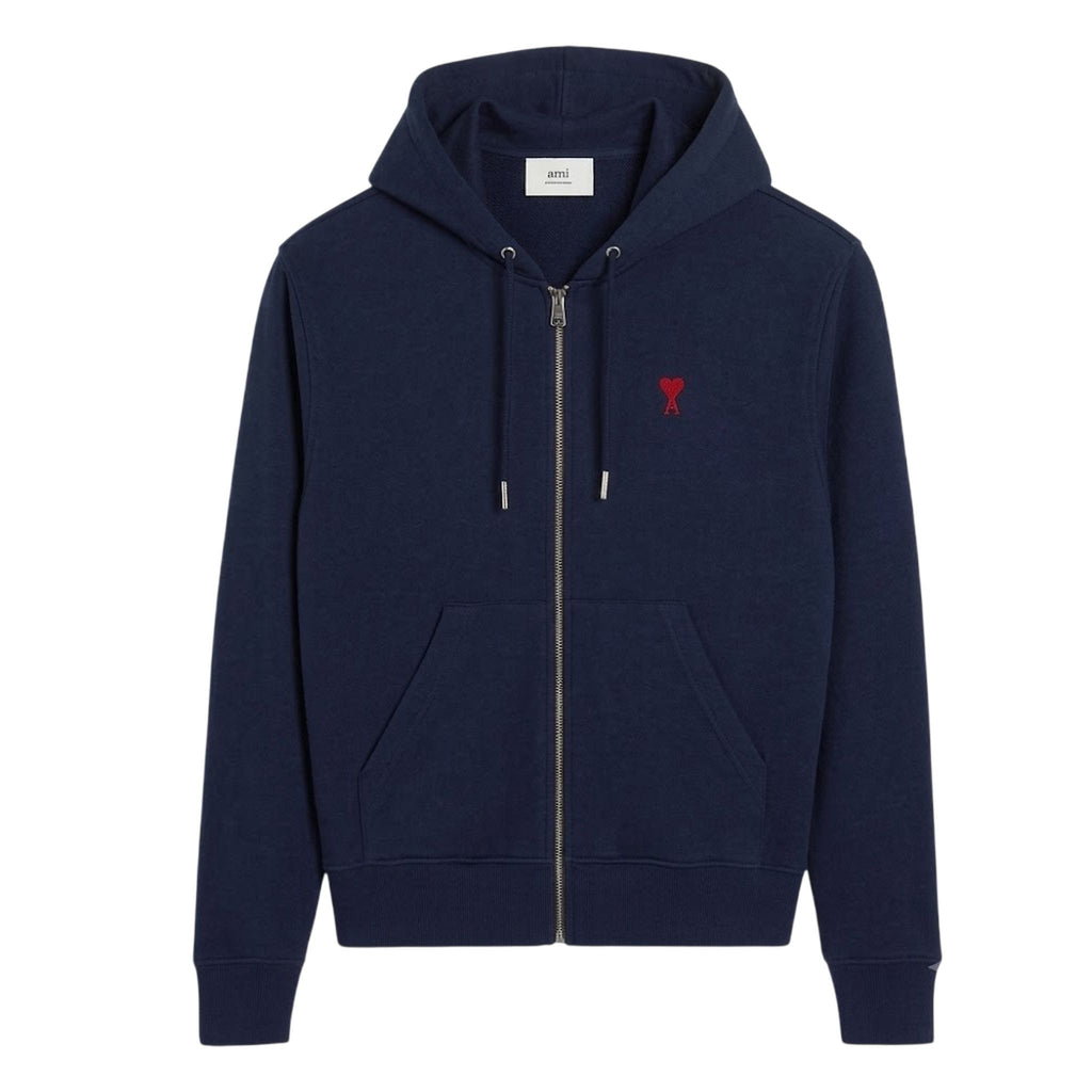 Ami Paris Ami de Coeur Zip Hoodie Dunkelblau Herren