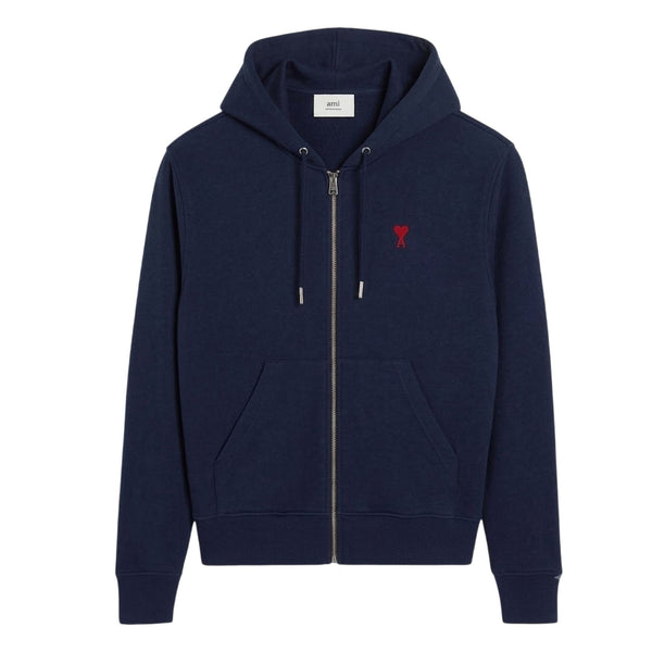 Ami Paris Ami de Coeur Zip Hoodie Dunkelblau Herren