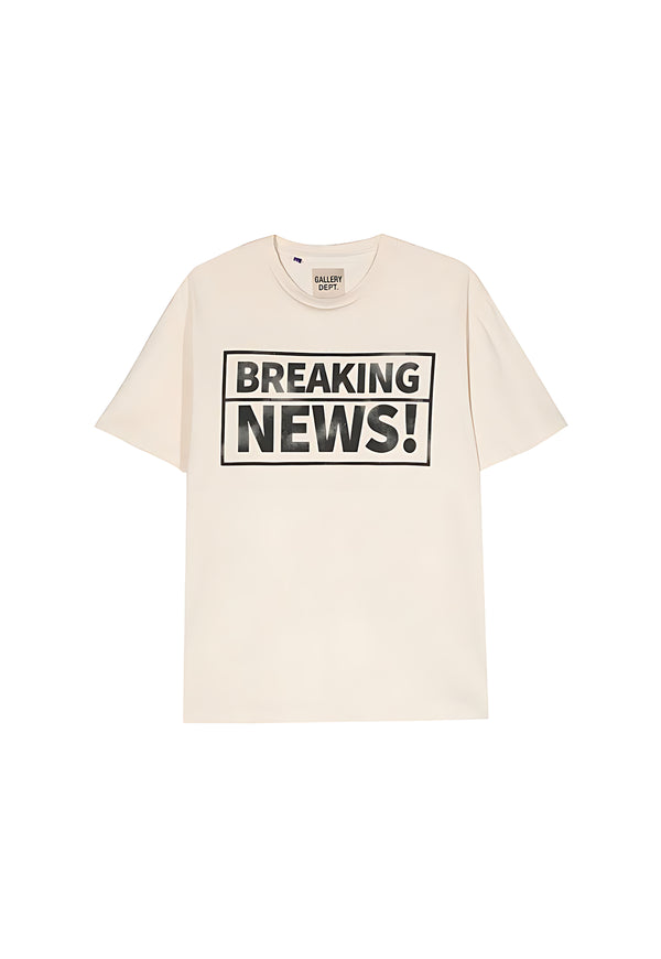 Gallery Dept. Breaking News Logo T-Shirt Beige Unisex