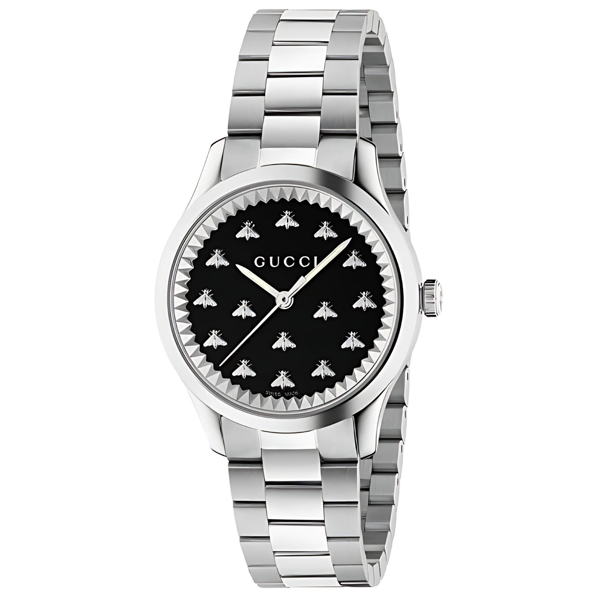 Gucci G Timeless Damenuhr aus Edelstahl silber schwarz