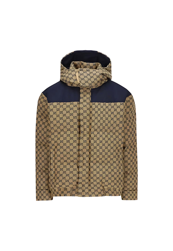 Gucci Logo Print Jacke Herren beige blau