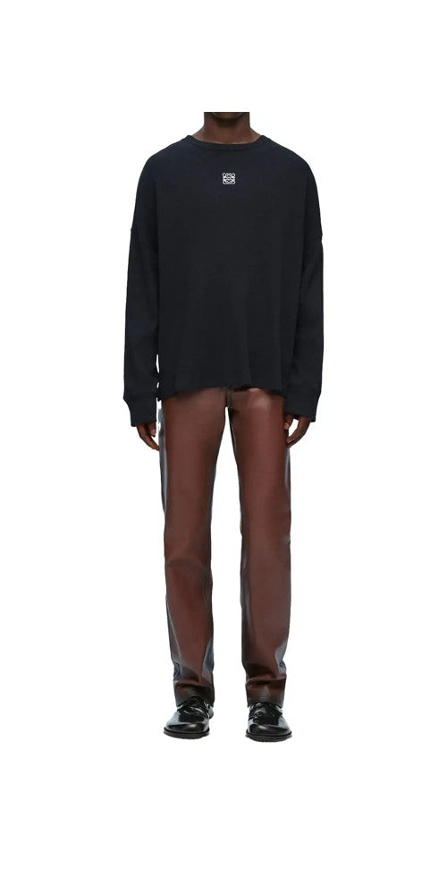 Loewe Oversize Langarm T-Shirt schwarz
