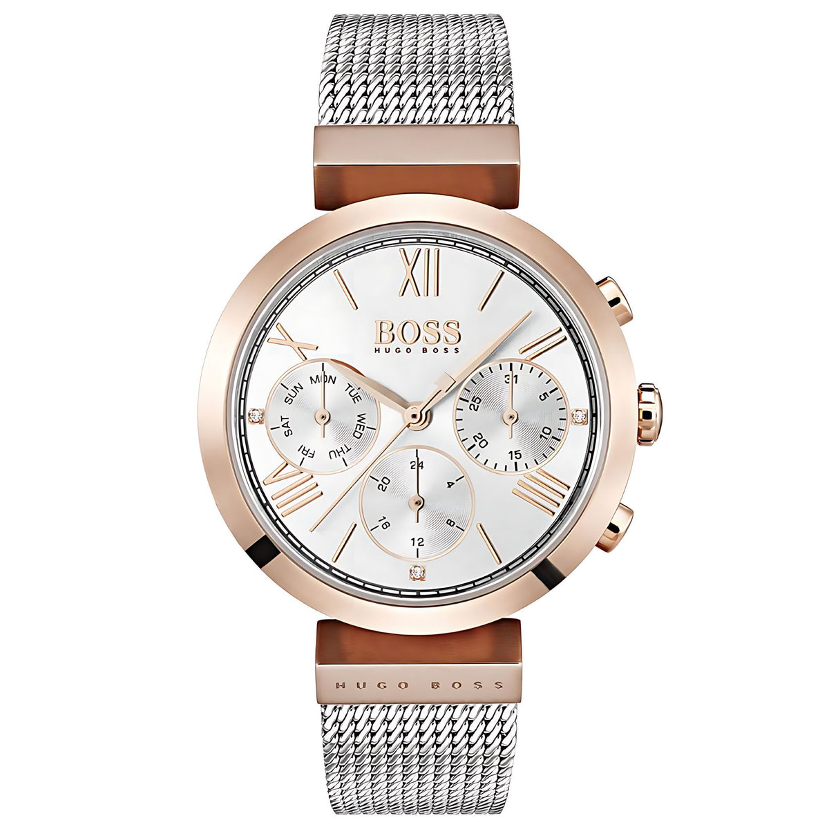 Hugo Boss Damenuhr Edelstahl silber roségold Hauptbild