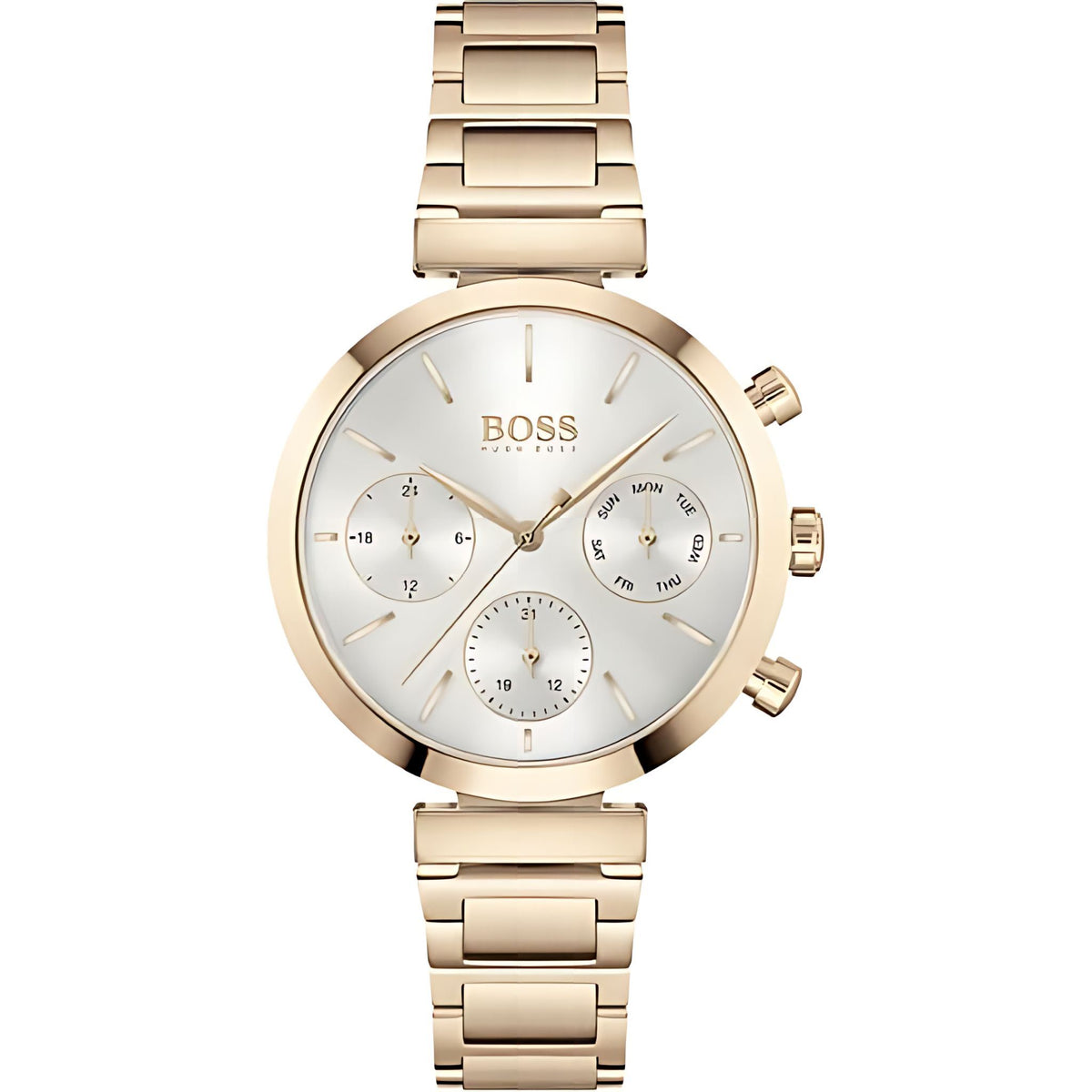 Hugo Boss Damenuhr Chronograph Edelstahl gold