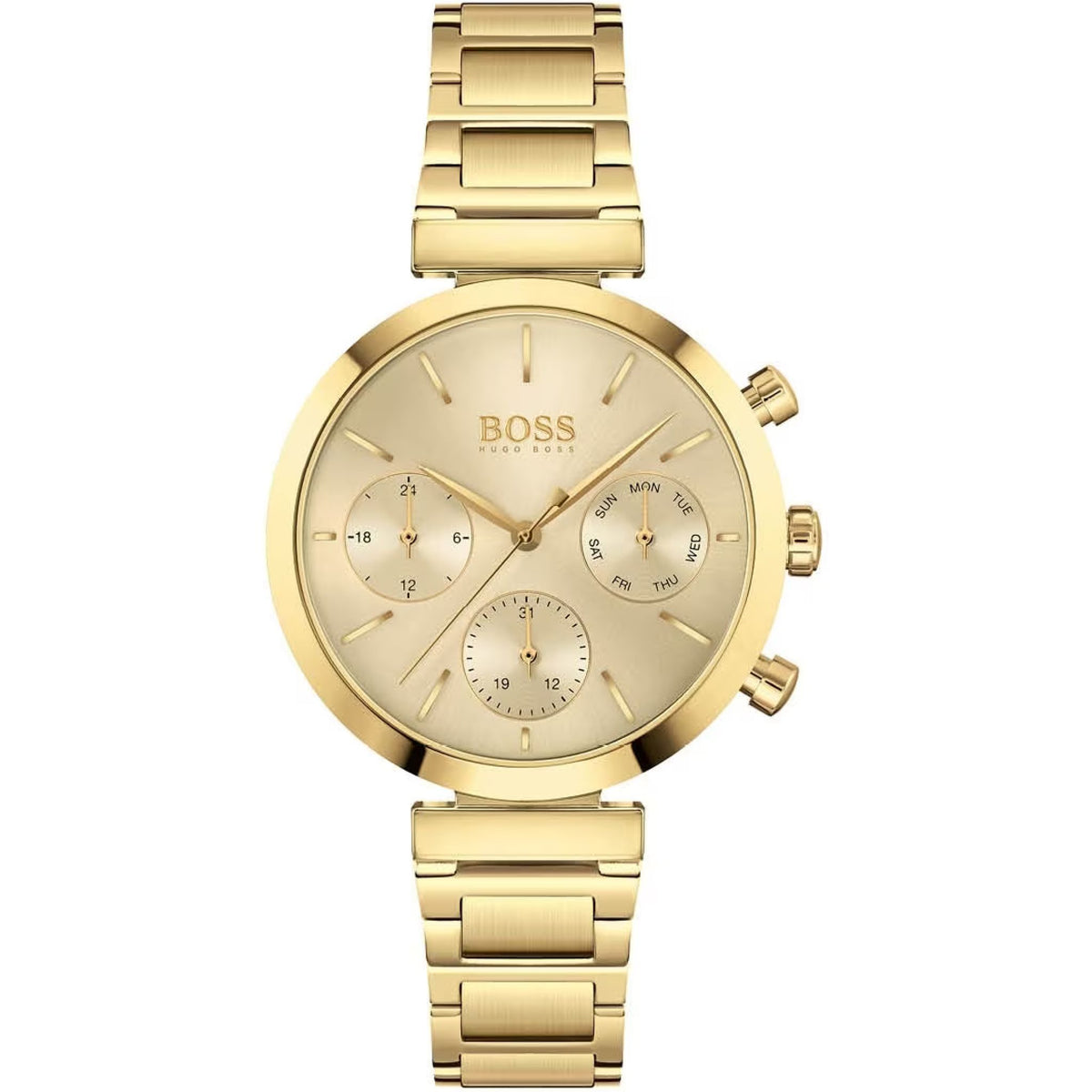 Hugo Boss Damenuhr Chronograph Edelstahl gold