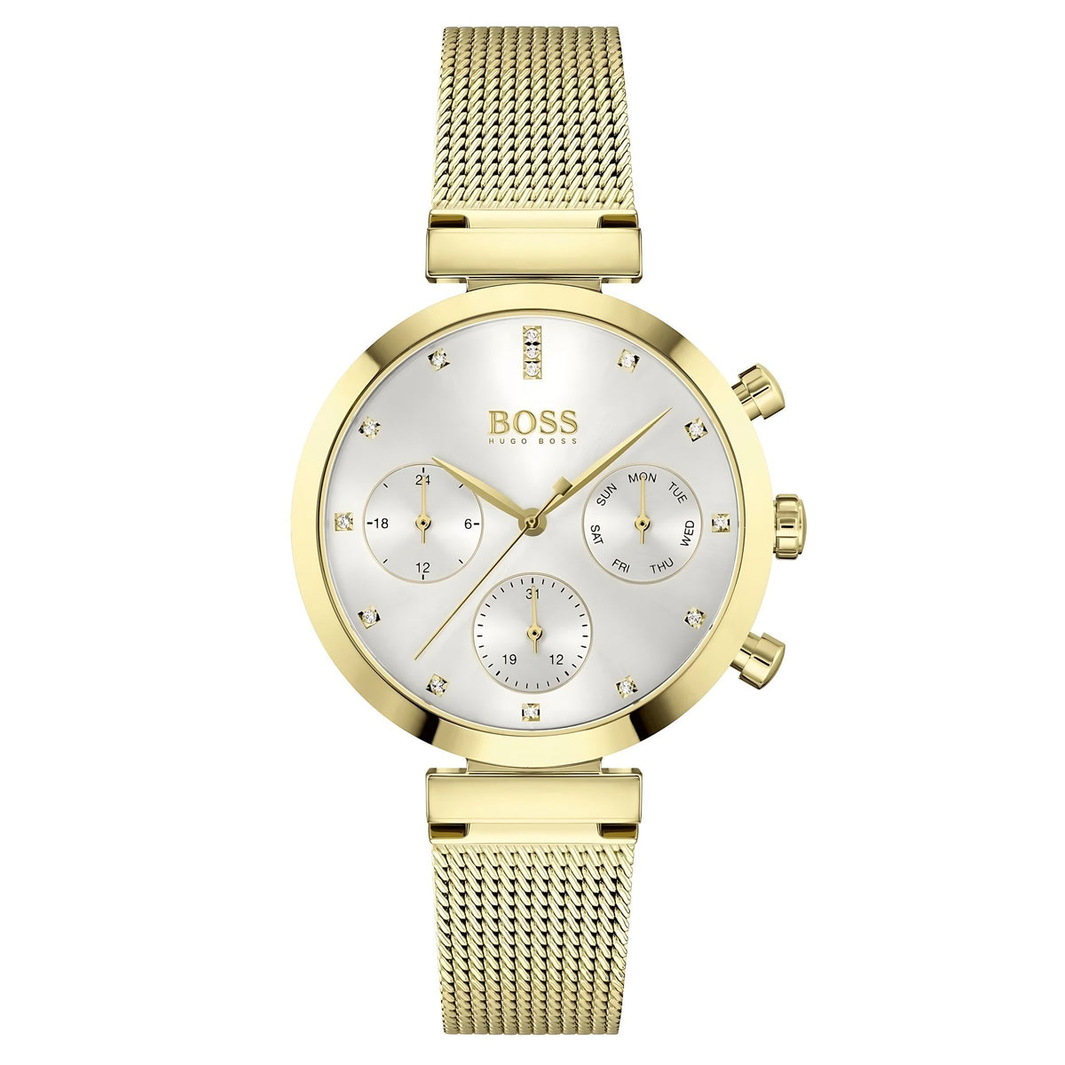 Hugo Boss Damenuhr Chronograph Edelstahl gold