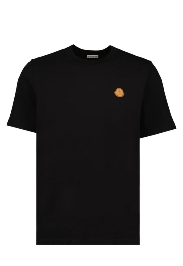 Moncler Leather Logo T-Shirt Herren schwarz