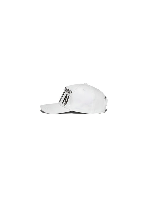 Dsquared2 Icon Spray Unisex Baseball Cap aus Baumwolle Weiß