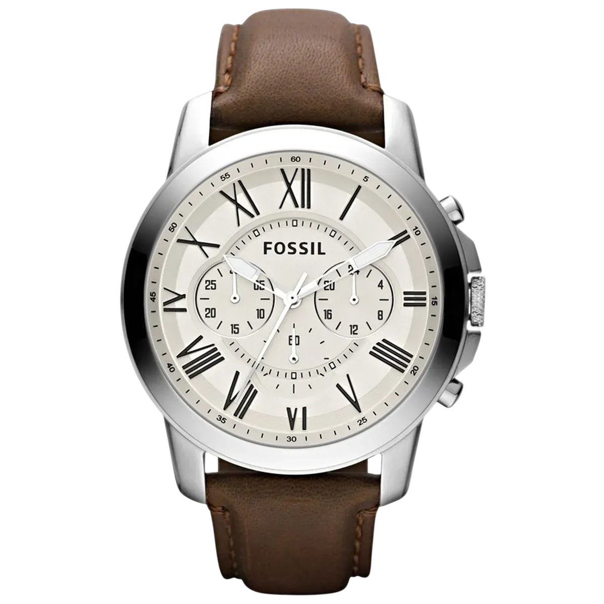 Fossil Grant Herren-Chronograph mit braunem Lederband FS4735