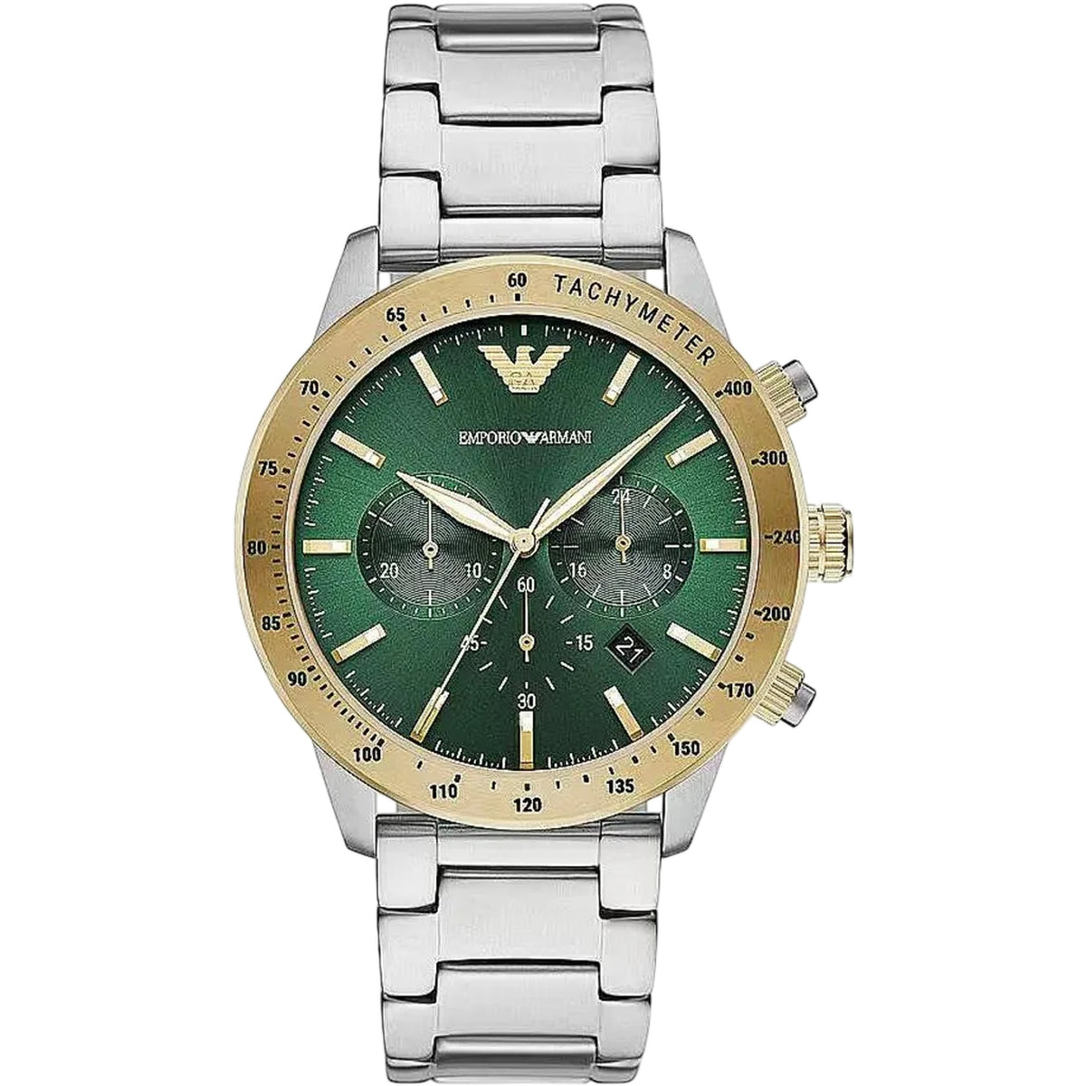 Emporio Armani Mario Chronograph Bicolor Edelstahl Grün AR11454