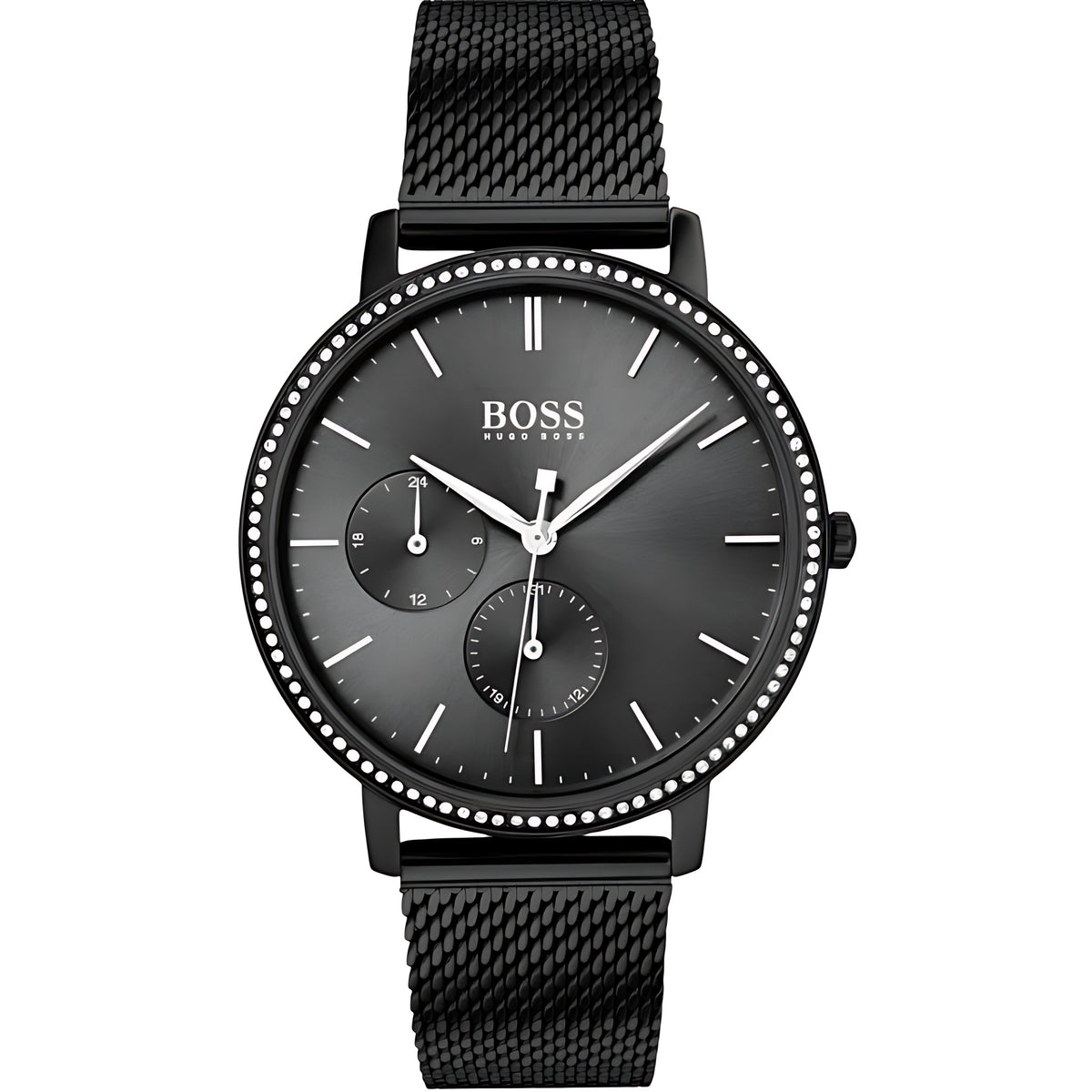 Hugo Boss Infinity Damenuhr Schwarz Edelstahl Mesh HB1502521 Hauptbild