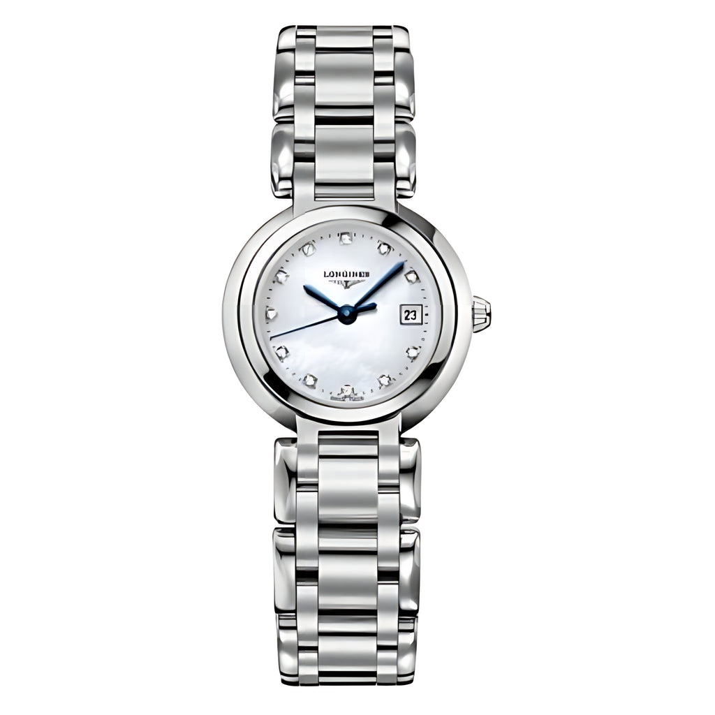Longines PrimaLuna Quarz-Damenuhr Perlmutt Diamanten 26,5 mm