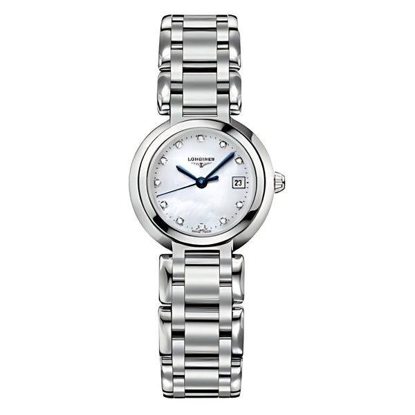 Longines PrimaLuna Quarz-Damenuhr Perlmutt Diamanten 26,5 mm