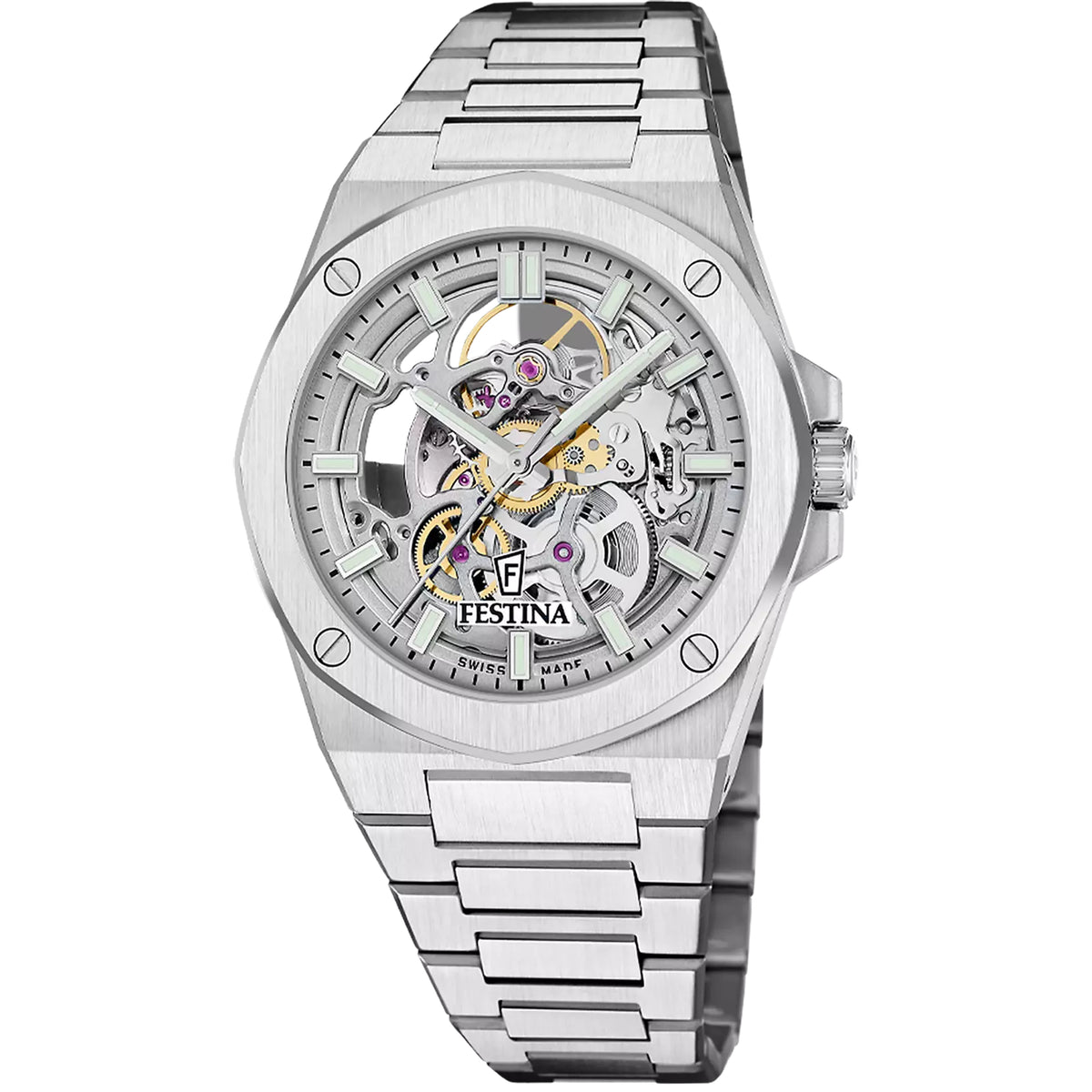 FESTINA SWISS MADE HERREN UHR AUTOMATIK F22006 EDELSTAHL ARMBAND Hauptbild