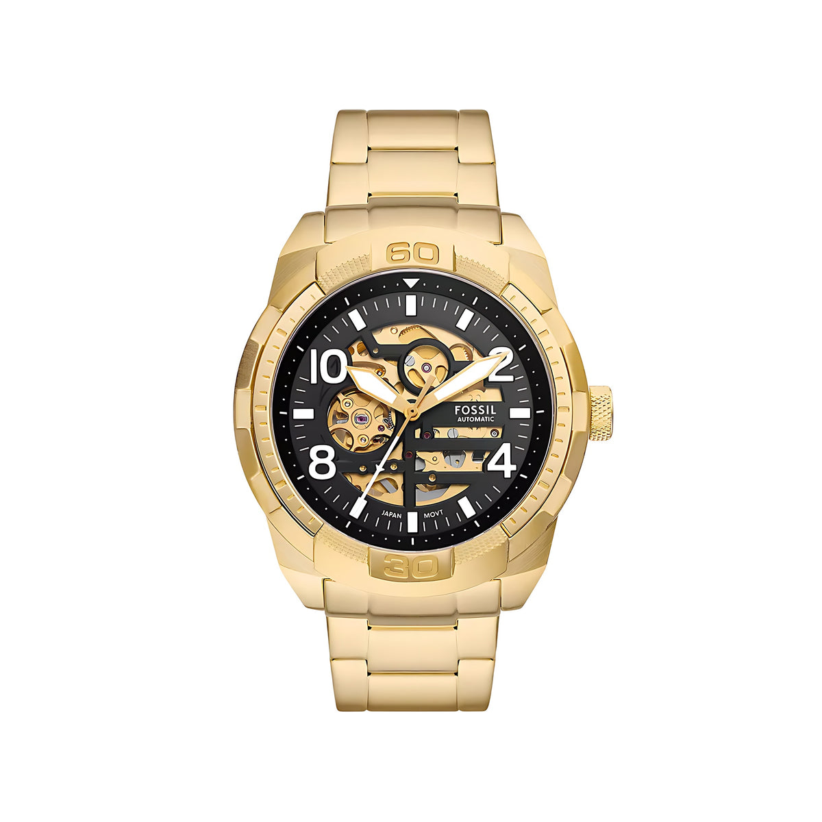 Fossil Bronson Automatik Herrenuhr Goldfarben Edelstahl 48 mm