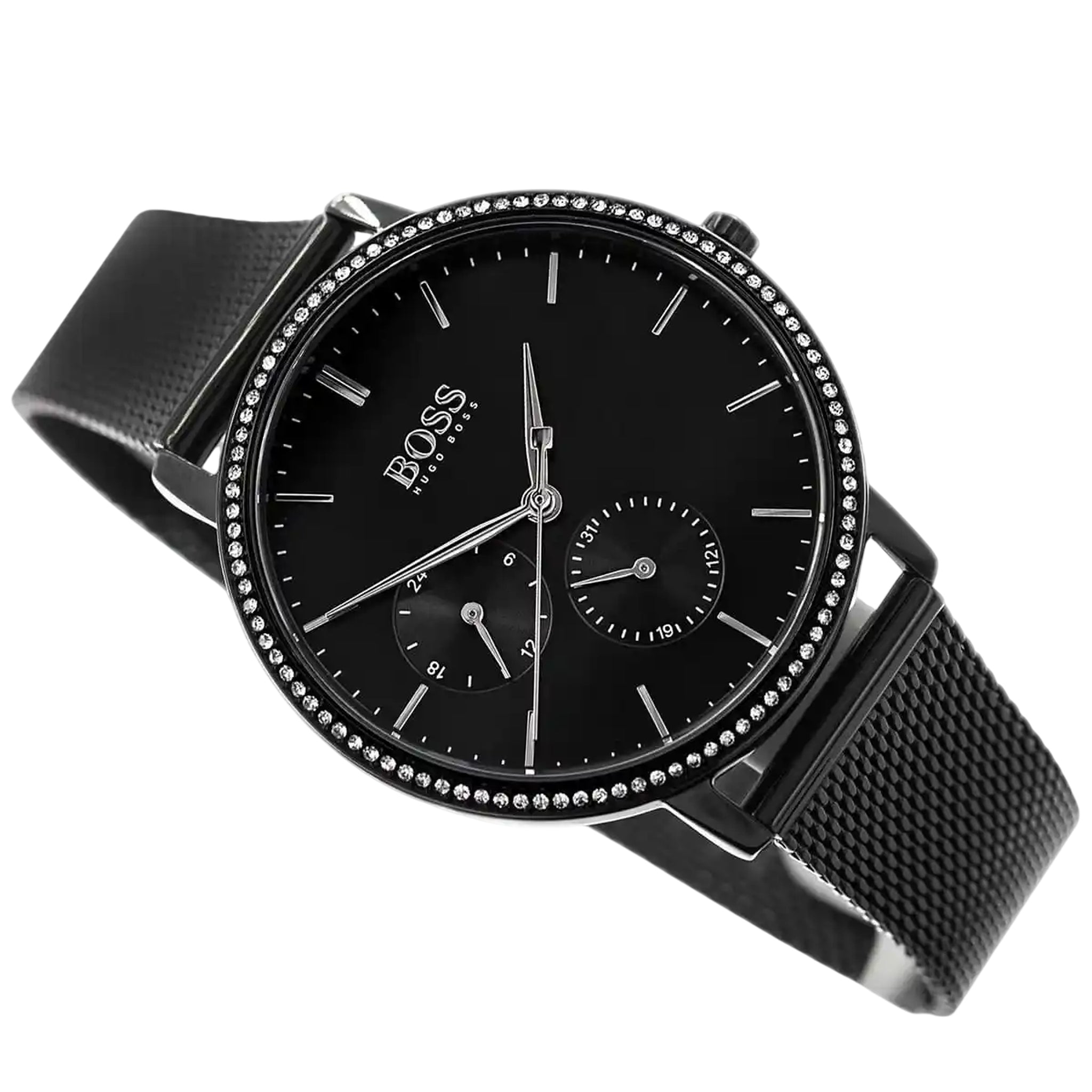 Hugo Boss Infinity Damenuhr Schwarz Edelstahl Mesh HB1502521 Zweitbild