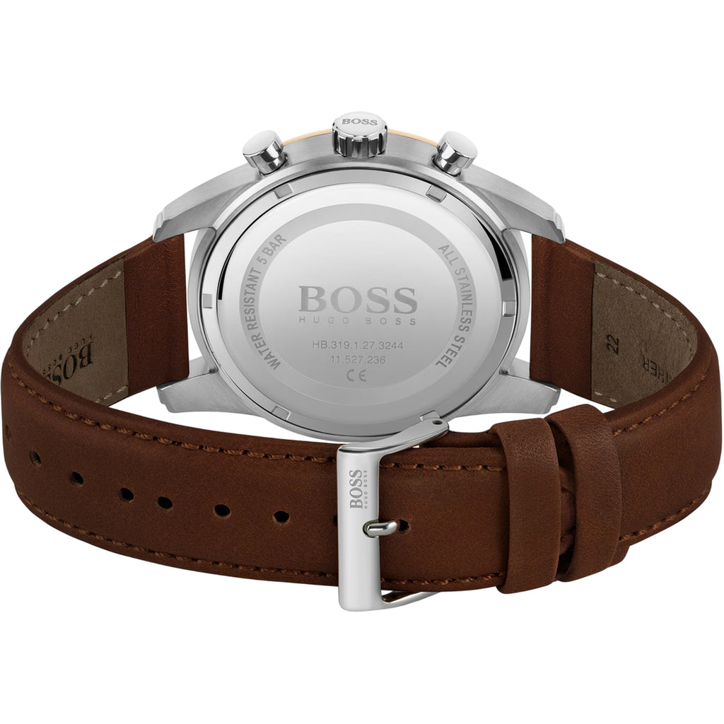 Hugo Boss Skymaster Chronograph Silber Leder Braun HB1513786