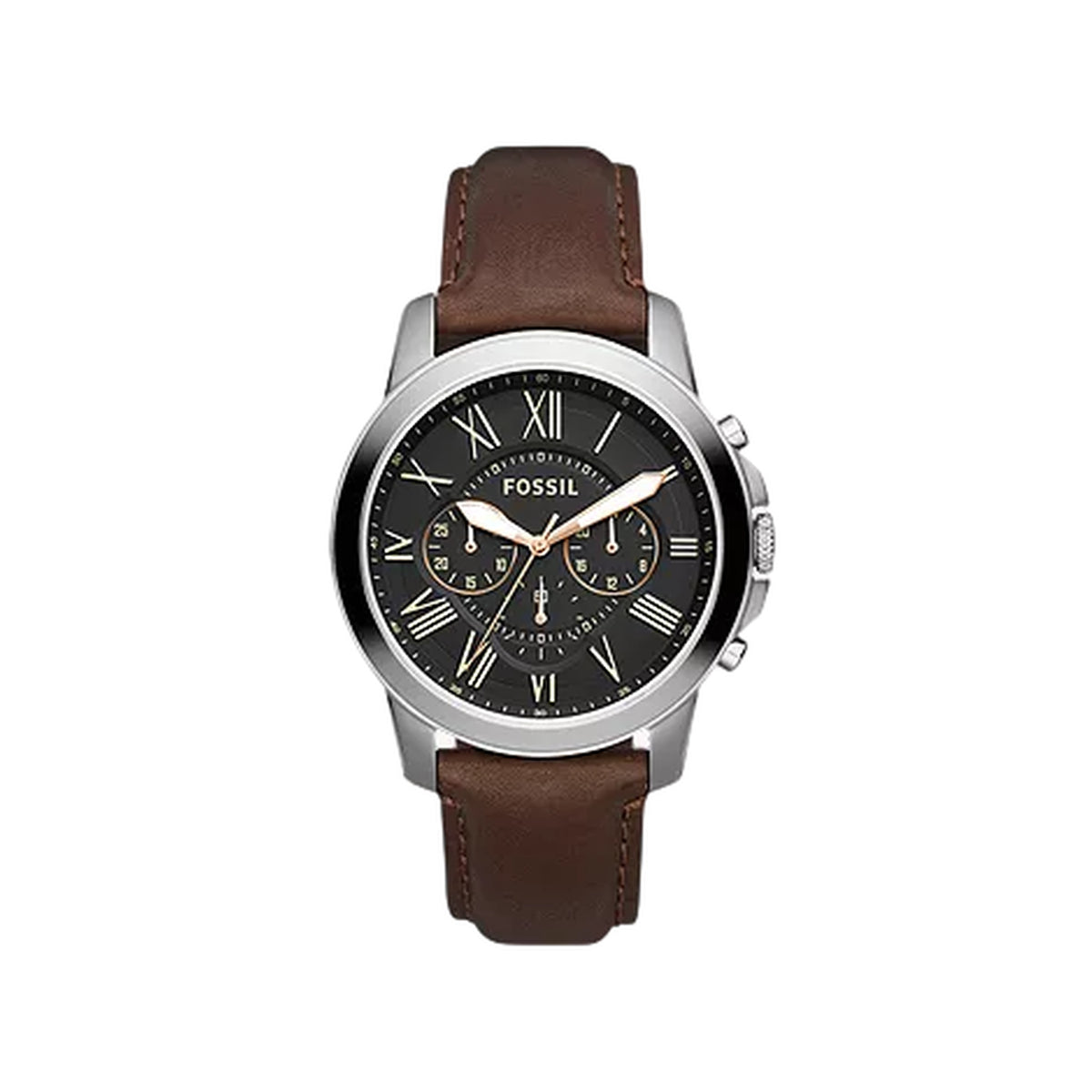Fossil Grant Herren-Chronograph mit braunem Lederband FS4813