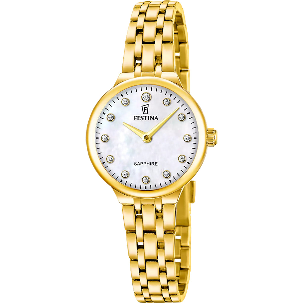 Festina Mademoiselle Damenuhr Weiß Gold Edelstahl F20745/1
