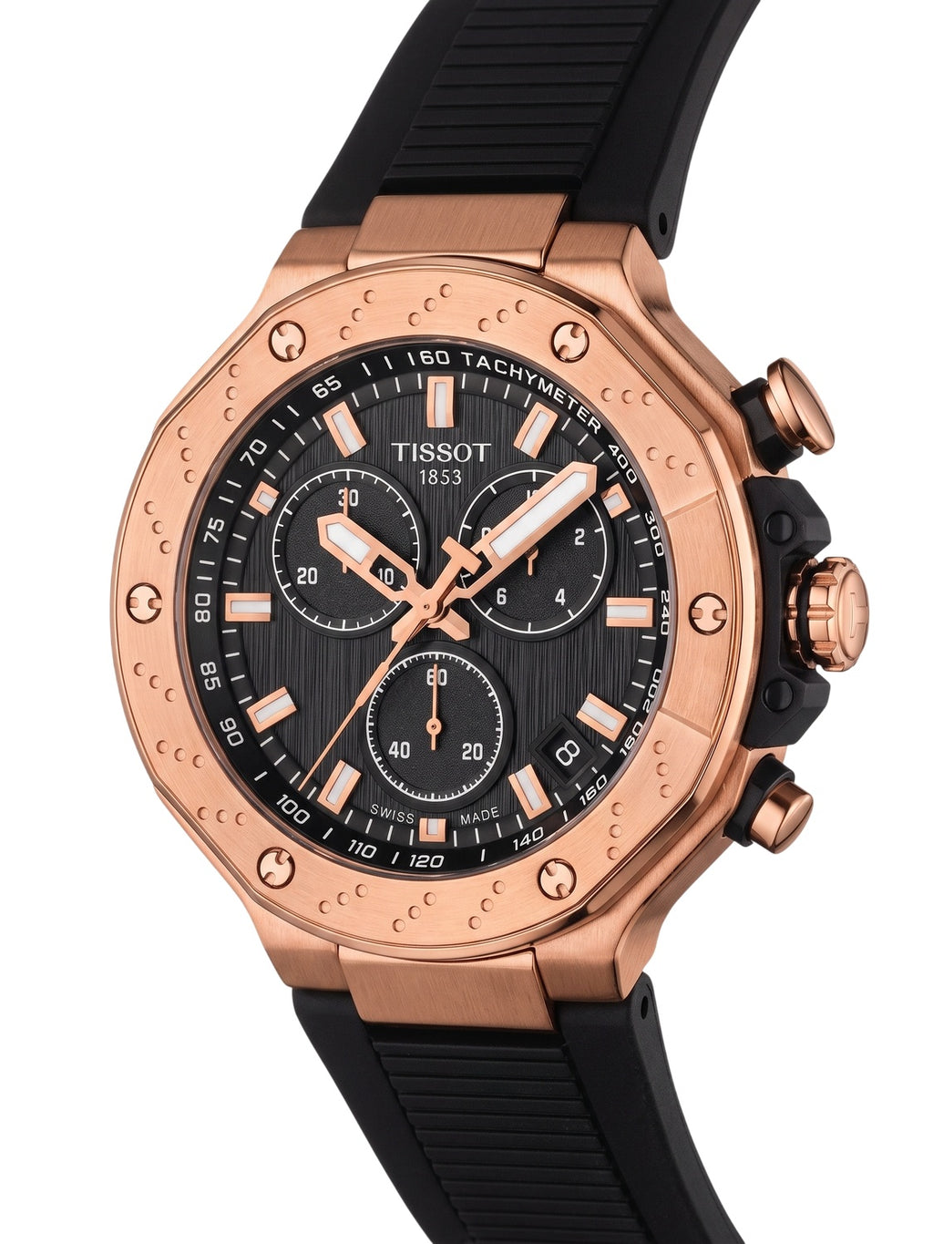 Tissot Herrenuhr T-Race Chronograph Schwarz Roségold Silikon T141.417.37.051.00