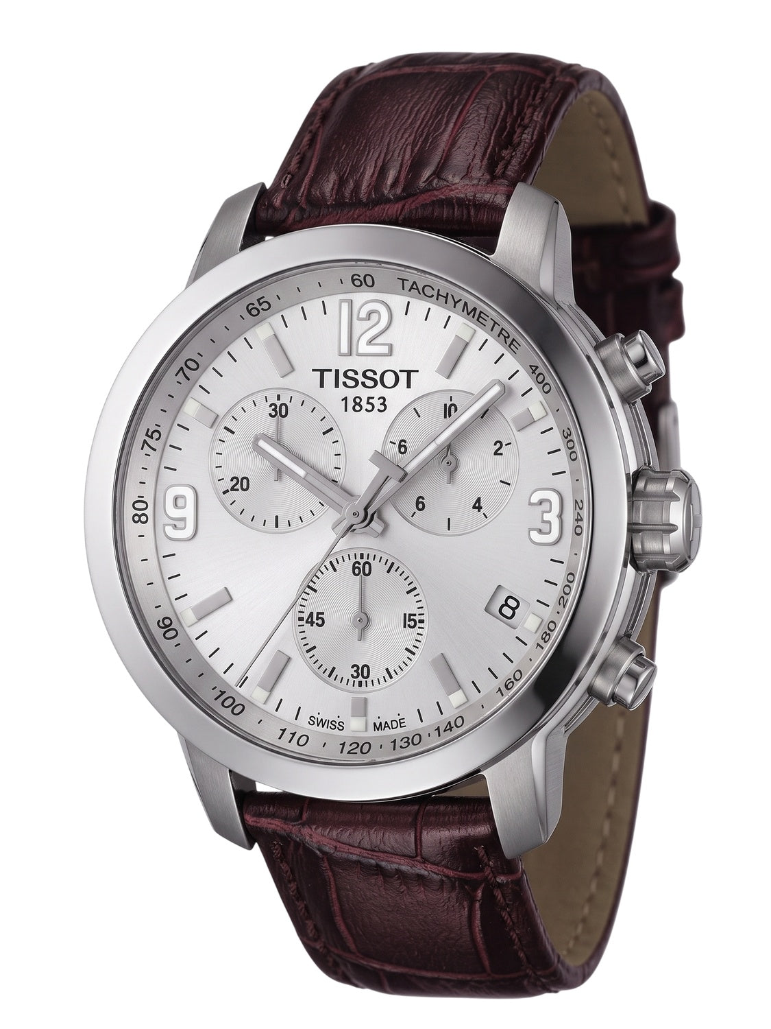 Tissot Herrenuhr PRC 200 Chronograph Silber Braun Leder T055.417.16.037.00