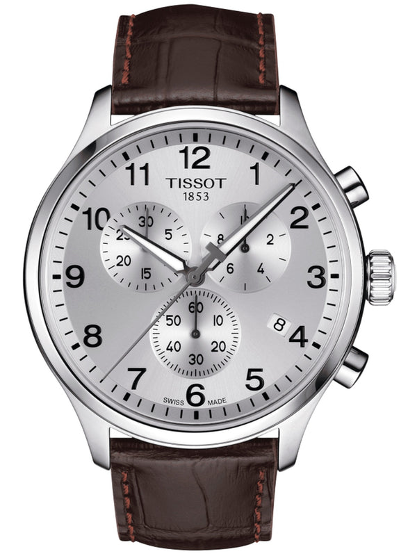 Tissot Herrenuhr Chrono XL Classic Silber Braun Leder T116.617.16.037.00