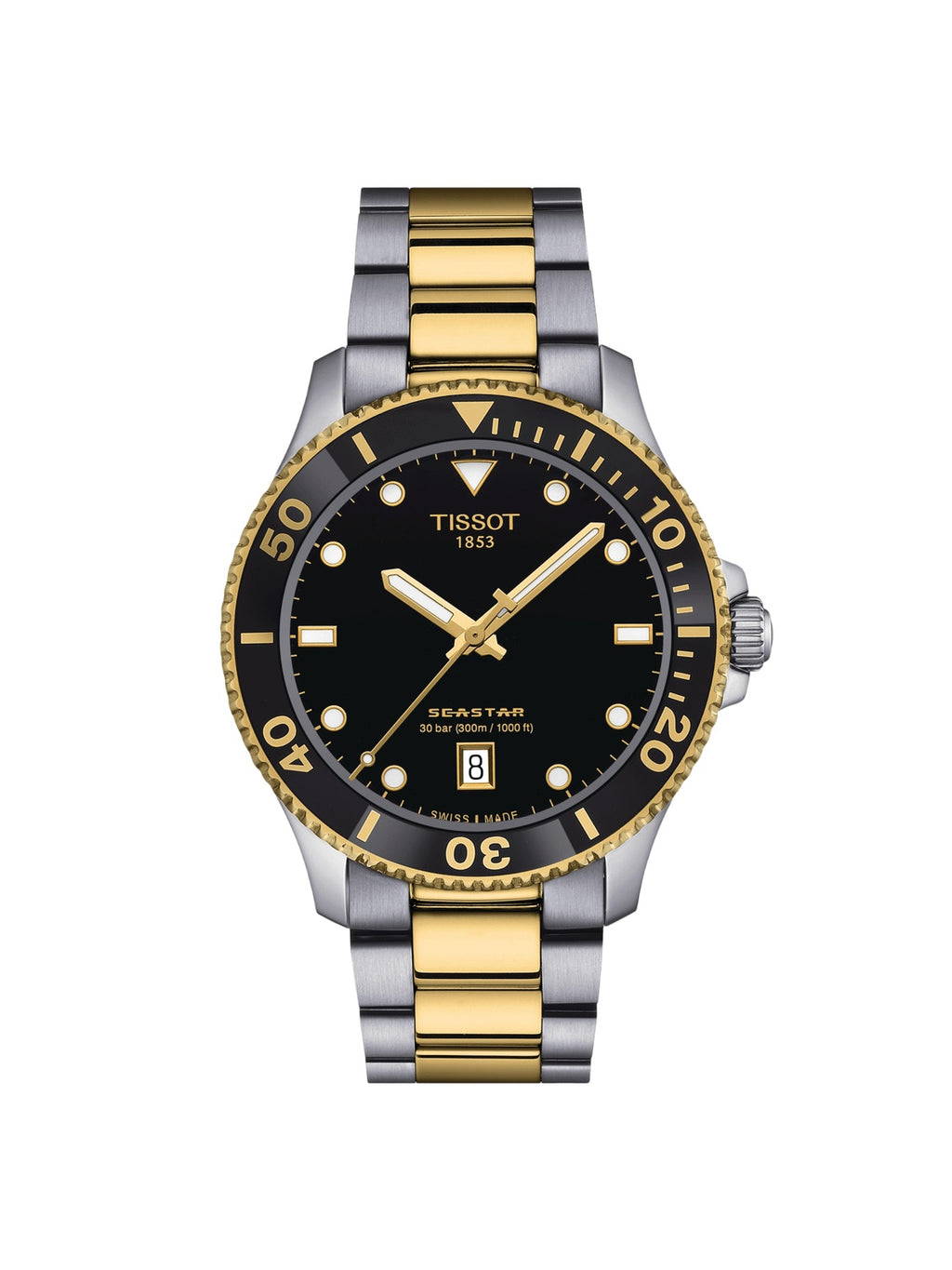 Tissot Herrenuhr Seastar 1000 40mm Schwarz Gold Edelstahl T120.410.22.051.00