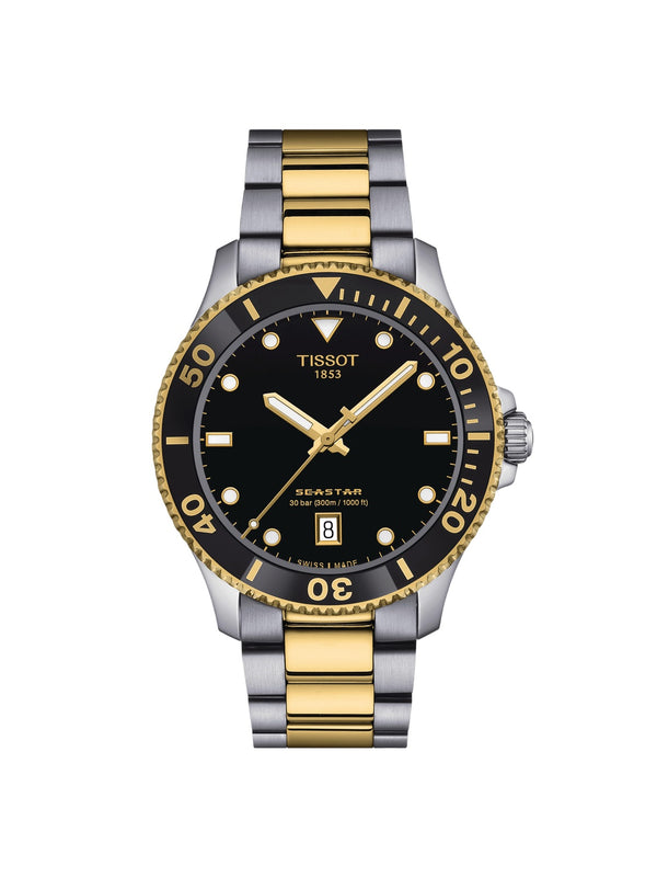 Tissot Herrenuhr Seastar 1000 40mm Schwarz Gold Edelstahl T120.410.22.051.00