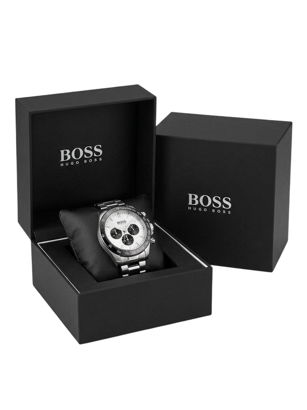 HUGO BOSS Herrenuhr Ikon Chronograph Silber Edelstahl HB1512964