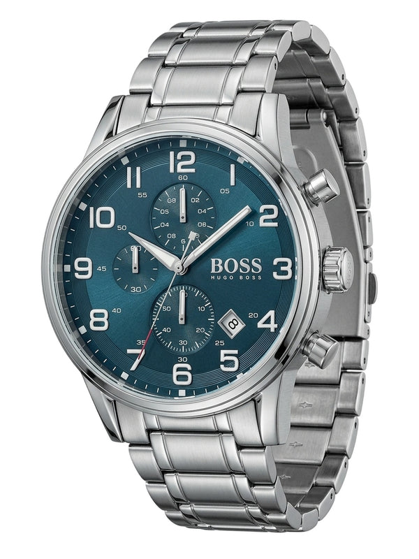 HUGO BOSS Herrenuhr Aeroliner Chronograph Blau Edelstahl 1513183