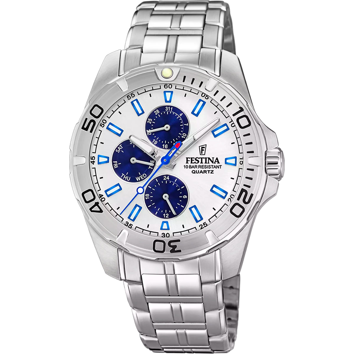 Festina F20445 Herren-Multifunktionsuhr Blau-Silber Edelstahl