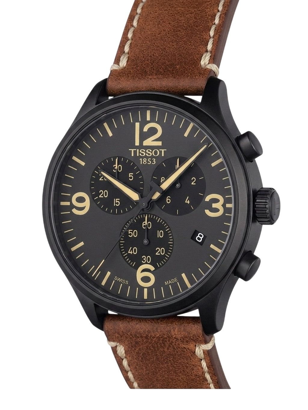 Tissot Herrenuhr Chrono XL Schwarz Braun Leder T116.617.36.057.00