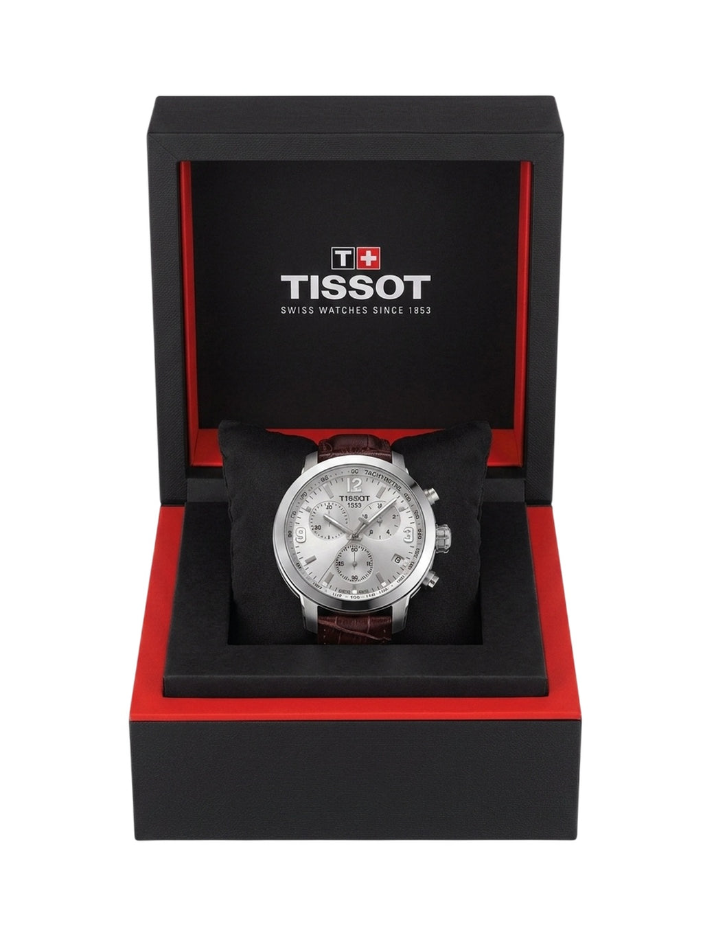 Tissot Herrenuhr PRC 200 Chronograph Silber Braun Leder T055.417.16.037.00