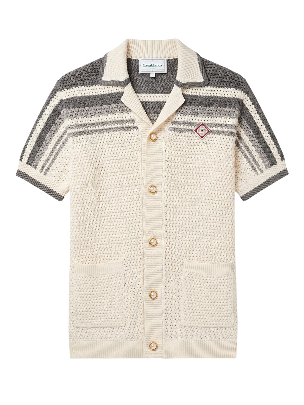 Casablanca Tennis Crochet Baumwoll Shirt Herren Weiß Grau