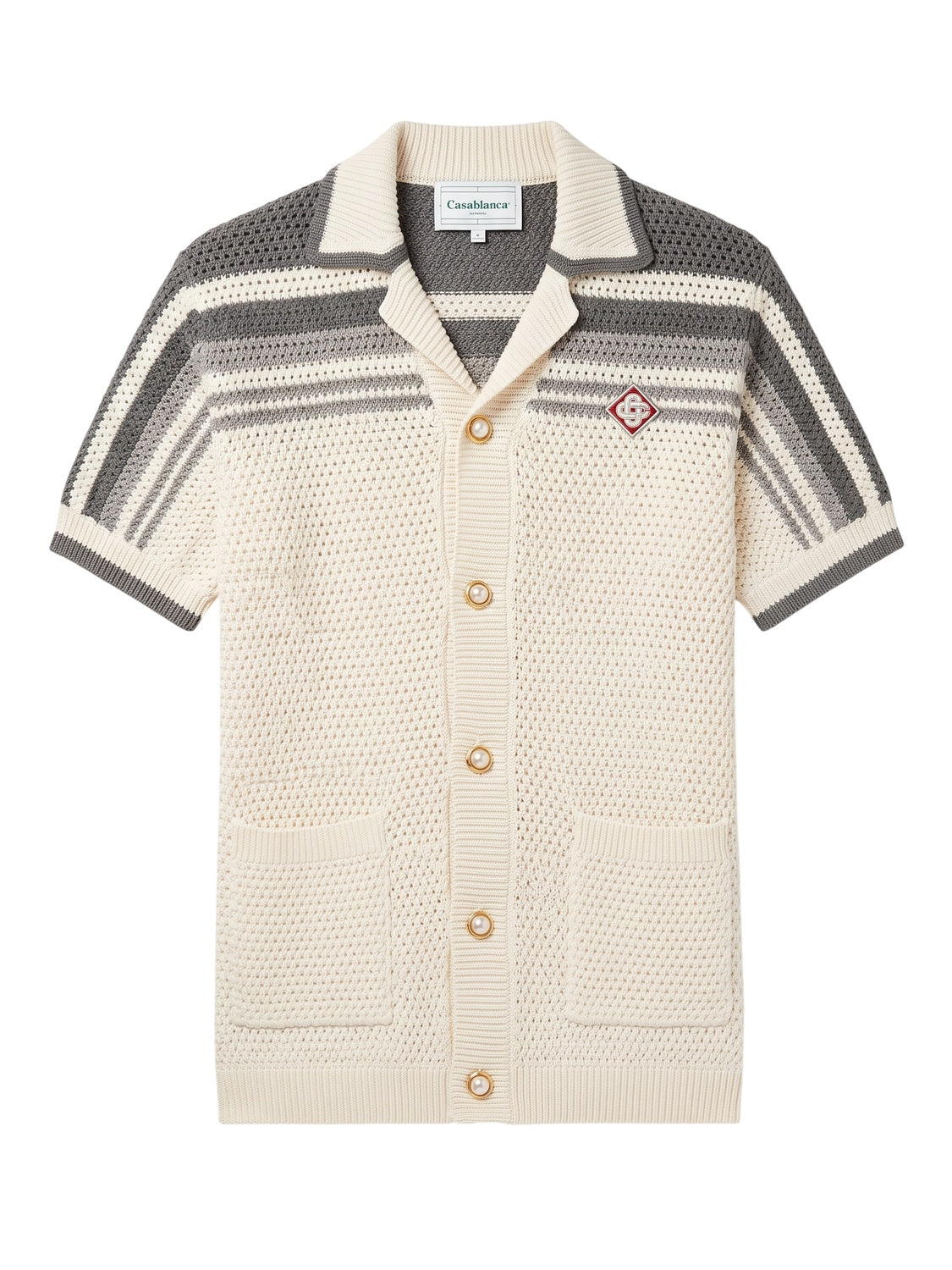 Casablanca Tennis Crochet Baumwoll Shirt Herren Weiß Grau