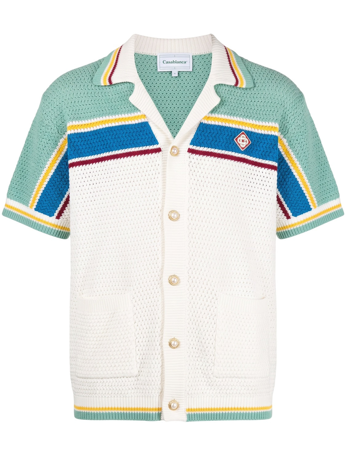 Casablanca Crocheted Cotton Tennis Shirt Herren Grün Weiß Hauptbild