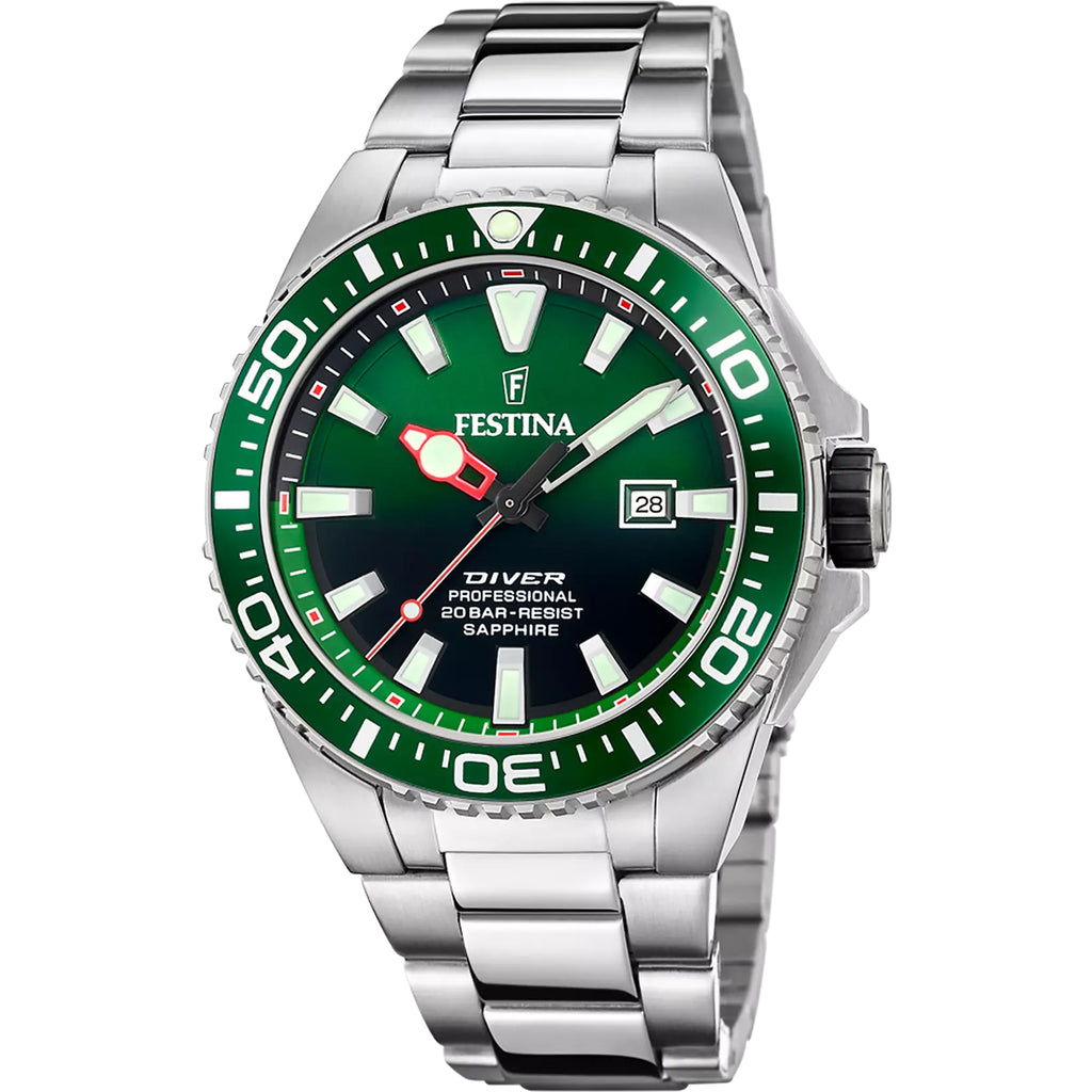 Festina Herrenuhr Grün Edelstahl Saphirglas F20663/2
