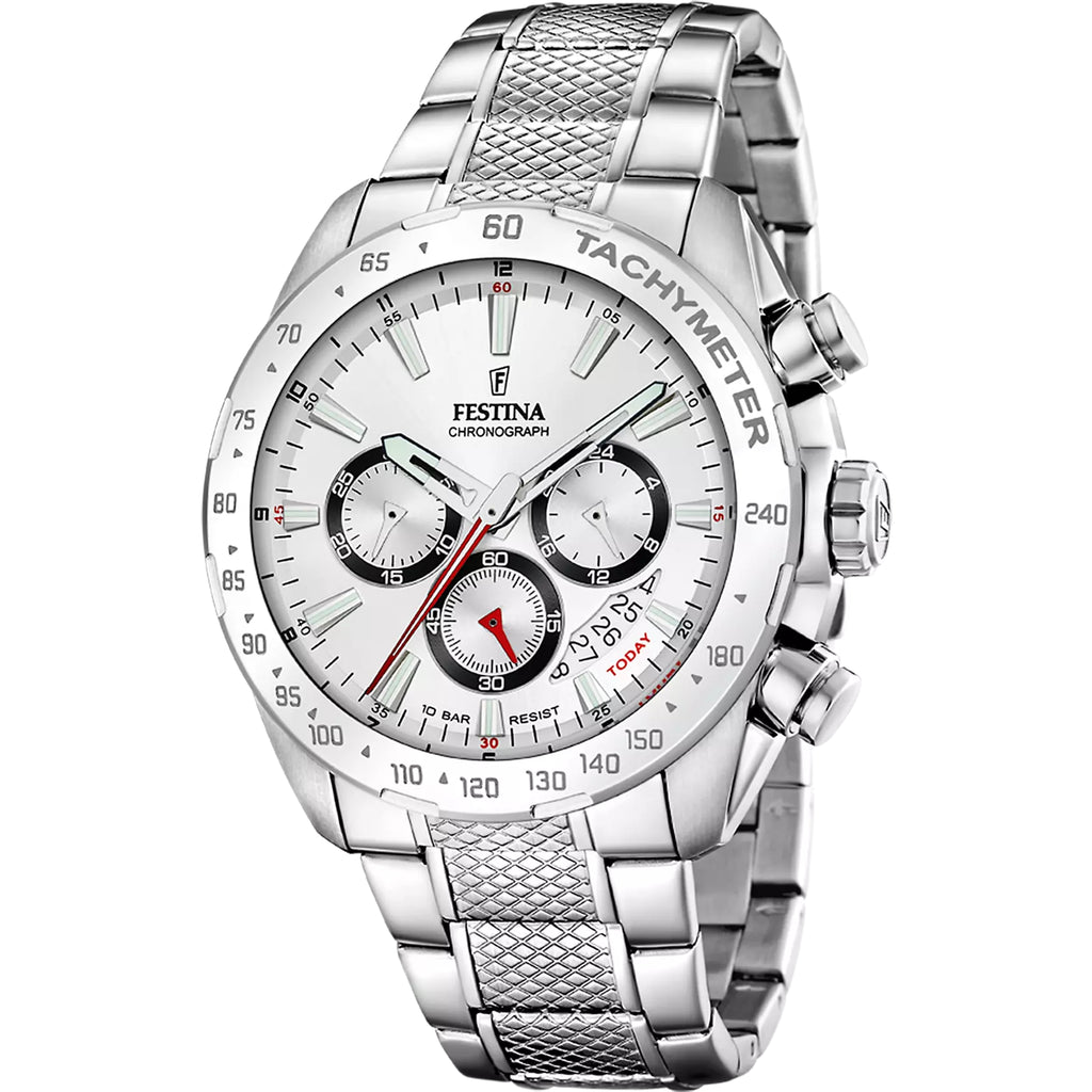 Festina Timeless Chronograph Herrenuhr Weiß Edelstahl F20668/1
